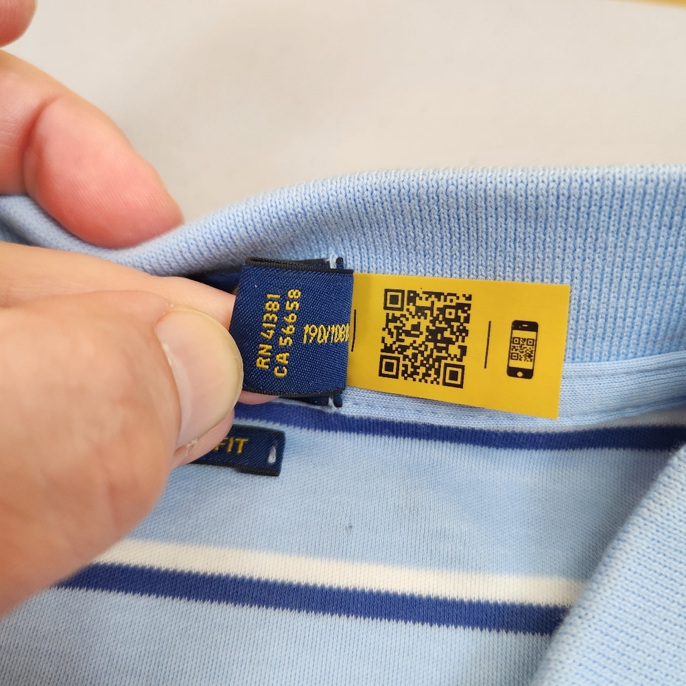 Polo Ralph Lauren Soft Polo Shirt Mens 2XL Blue Striped Classic Fit Flesh Pony - Picture 3 of 8